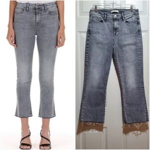 Fidelity Denim Juniper Crop Flare Washed Gray Raw Frayed Hem Stretch Jea…